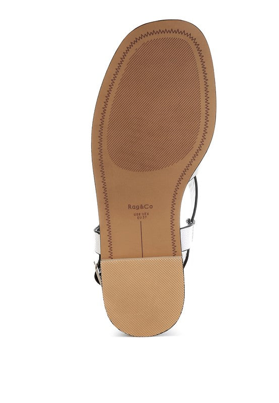 Women Doata Metallic Genuine Leather Cushioned Buckled Flats Zarnesh