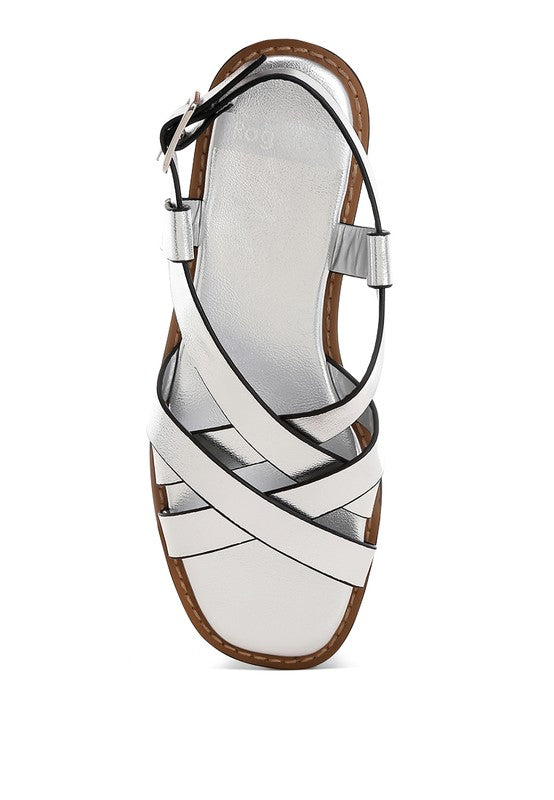 Women Doata Metallic Genuine Leather Cushioned Buckled Flats Zarnesh