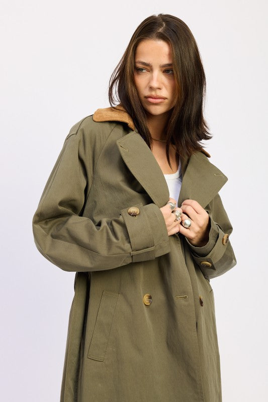 Women’s Double Breasted Trench Adjustable Waist Tie Coat | Zarnesh