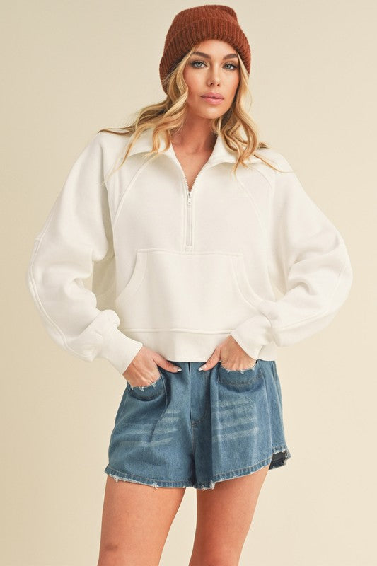 Women’s Dove Funnel Neck Half Zip | Zarnesh