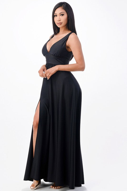Women’s Dull Tricot Deep V Neck A-Line Dress | Zarnesh