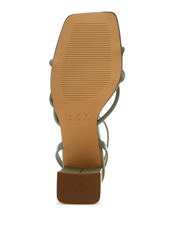 Women Alyona Open Square Low Block Heel Strappy Sandal | Zarnesh