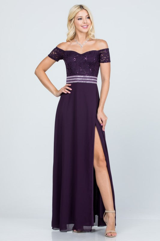 Women Chelsea Waist Sequin Lace Embellished Maxi Dress | Zarnesh