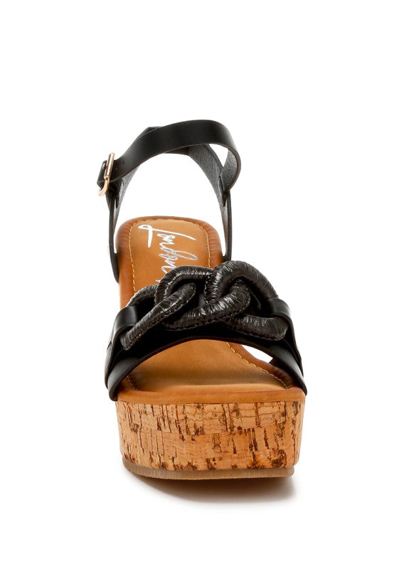 Women Emelda Cushion Chain Pin Buckle Wedges Sandal | Zarnesh