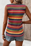 Women Ethnic Wavy Pattern Round Neck Sleeveless Top in Yellow Zarnesh