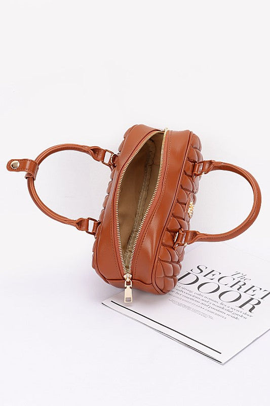 Women Faux Leather Quilted Convertible Top Handle Bag Zarnesh