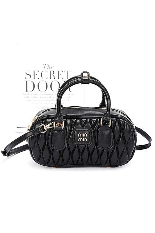Women Faux Leather Quilted Convertible Top Handle Bag Zarnesh