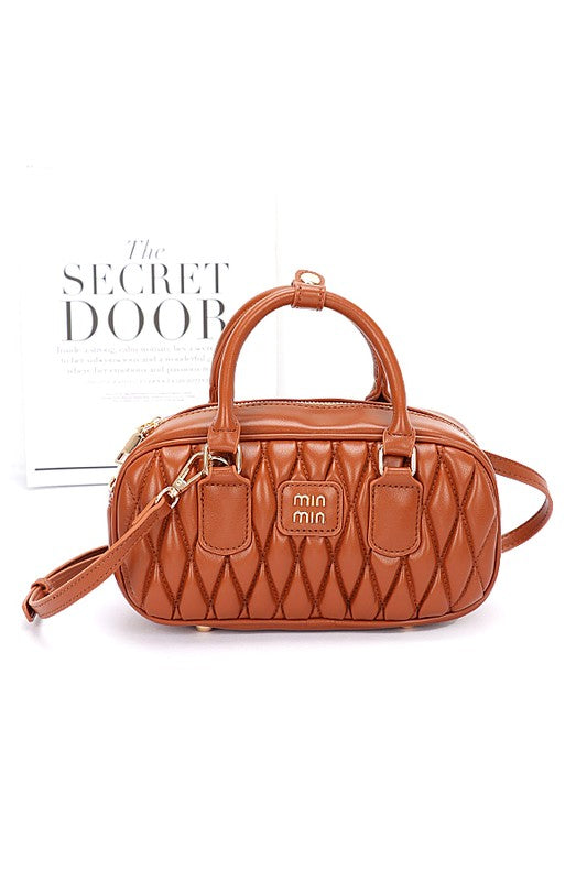 Women Faux Leather Quilted Convertible Top Handle Bag Zarnesh