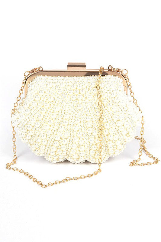 Women Faux Metal Closure Pearl Iconic Clutch Bag Zarnesh
