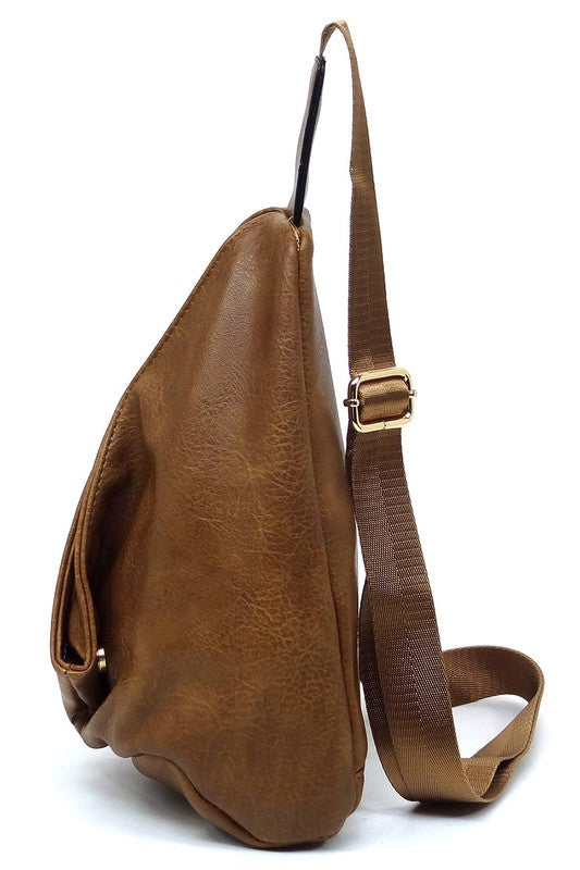 Women Faux Vegan Adjustable Shoulder Strap Sling Bag Backpack Zarnesh