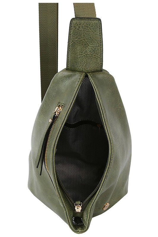 Women Faux Vegan Adjustable Shoulder Strap Sling Bag Backpack Zarnesh