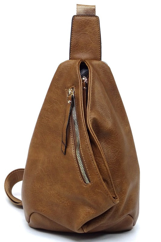 Women Faux Vegan Adjustable Shoulder Strap Sling Bag Backpack Zarnesh