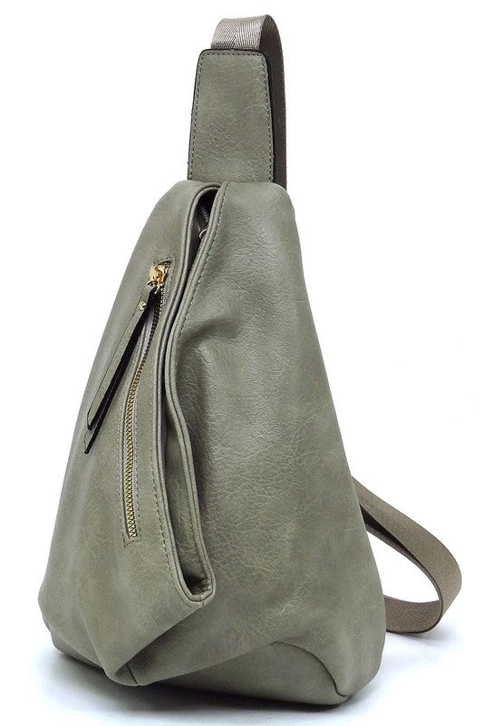 Women Faux Vegan Adjustable Shoulder Strap Sling Bag Backpack Zarnesh