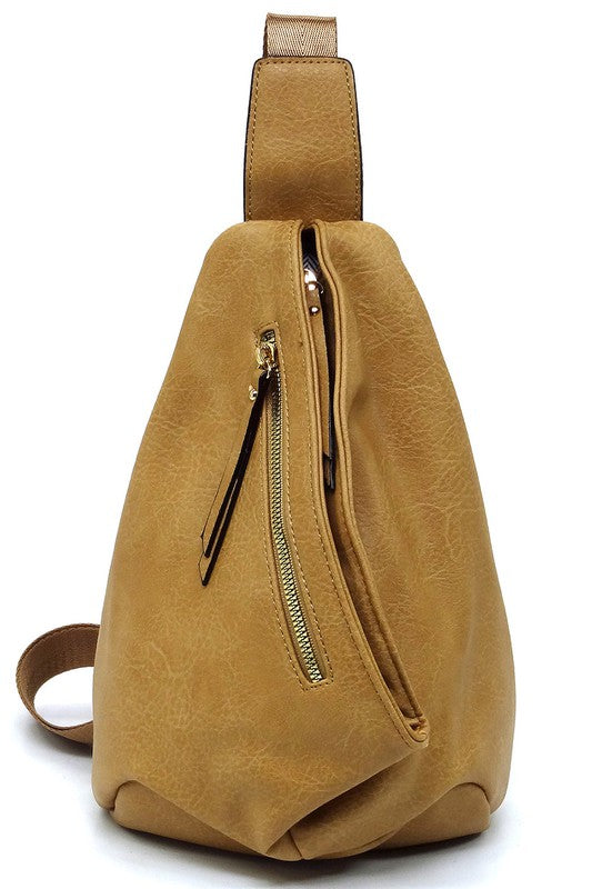 Women Faux Vegan Adjustable Shoulder Strap Sling Bag Backpack Zarnesh