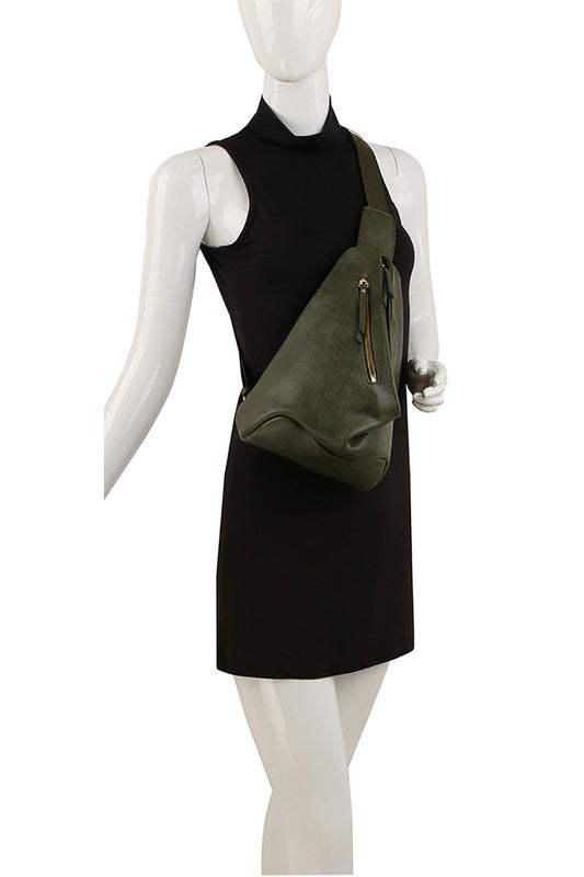 Women Faux Vegan Adjustable Shoulder Strap Sling Bag Backpack Zarnesh