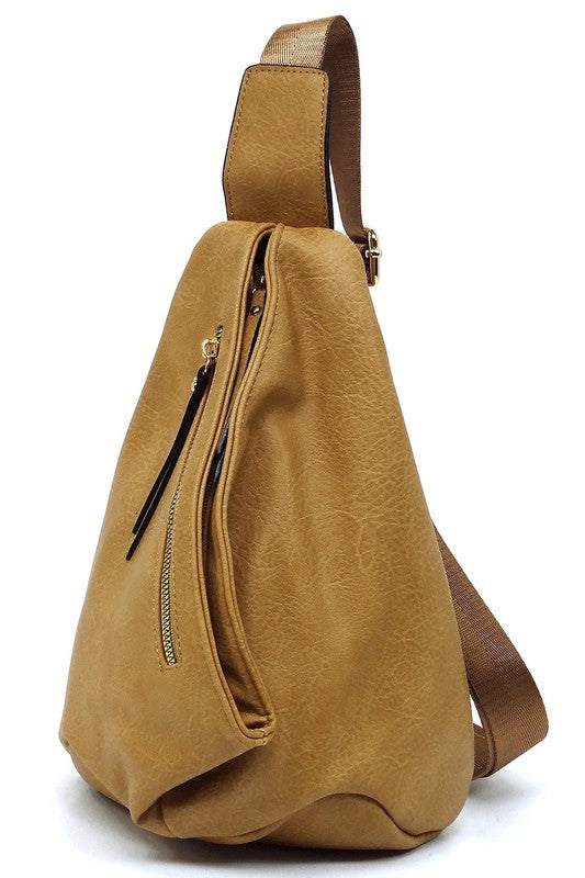 Women Faux Vegan Adjustable Shoulder Strap Sling Bag Backpack Zarnesh