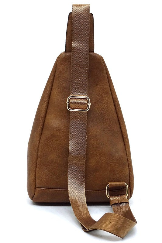 Women Faux Vegan Adjustable Shoulder Strap Sling Bag Backpack Zarnesh