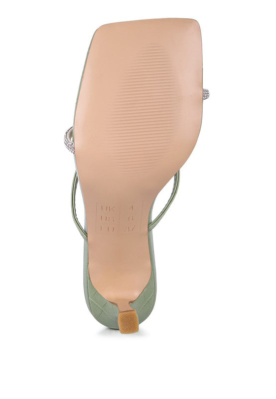 Women Fetish Croc Rhinestone Slider Sandals | Zarnesh