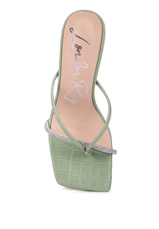 Women Fetish Croc Rhinestone Slider Sandals | Zarnesh