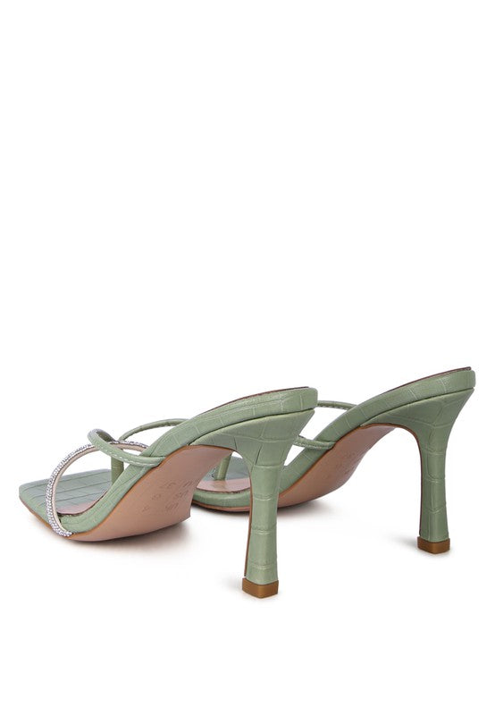 Women's Fetish Croc Rhinestone Slider Sandals | Zarnesh