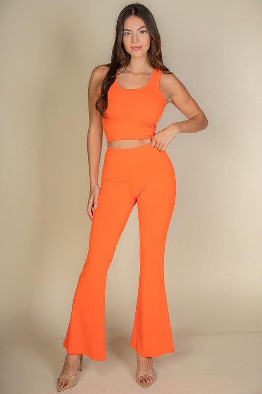 Women Figure Hugging Fit Ribbed Knit Scoop Neck Crop Tank Top Zarnesh