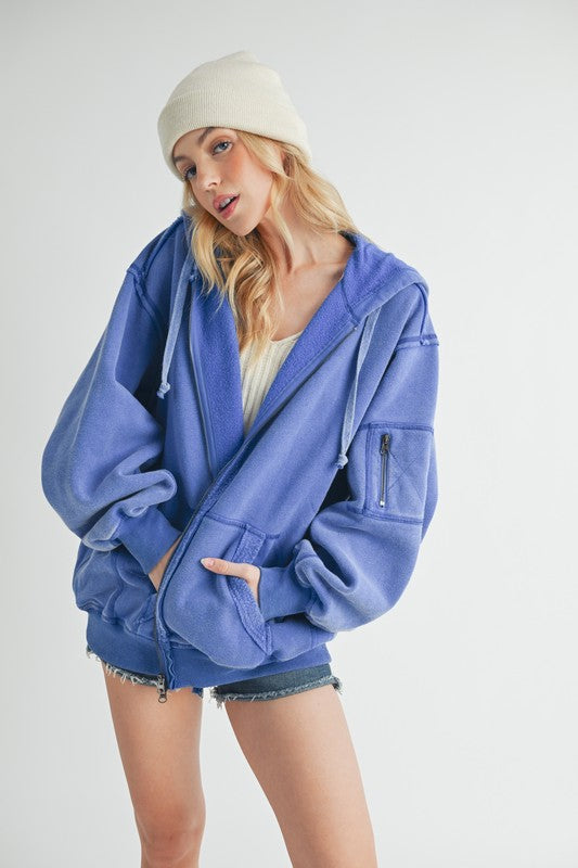 Women’s Fiori Zip-Up Hoodie with Pockets Jacket | Zarnesh
