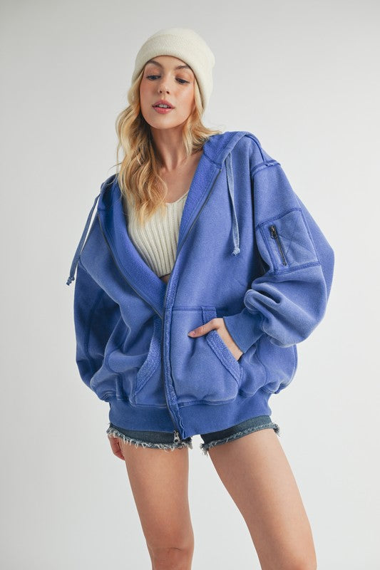 Women’s Fiori Zip-Up Hoodie with Pockets Jacket | Zarnesh