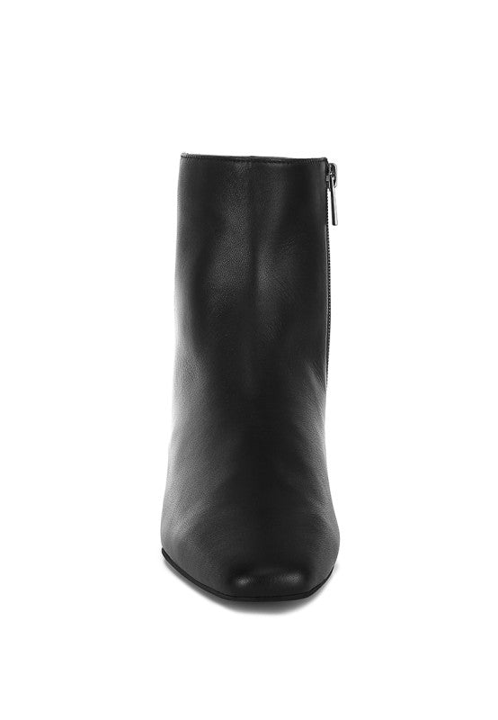Women's Flared Heel Genuine Leather Snip Toe Boots | Zarnesh