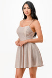 Women Flattering Fit Sparkling Spaghetti Strap Cocktail Dress Zarnesh