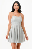 Women Flattering Fit Sparkling Spaghetti Strap Cocktail Dress Zarnesh