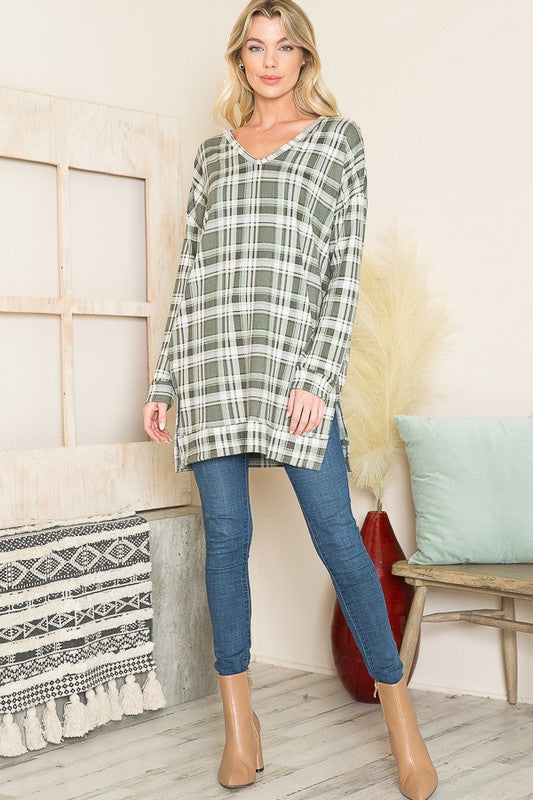 Women’s Floral Print V-Neck Sweater Tunic | Zarnesh