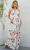 Women Floral Tie Shoulder Sleeveless V Neckline Maxi Dress Zarnesh