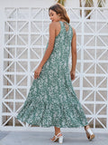 Women Floral Tied Back Round Neckline Sleeveless Ditsy Dress | Zarnesh