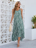 Women Floral Tied Back Round Neckline Sleeveless Ditsy Dress | Zarnesh