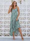 Women Floral Tied Back Round Neckline Sleeveless Ditsy Dress | Zarnesh