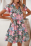 Women Floral Tiered Short Sleeve Above Knee Mini Dress | Zarnesh
