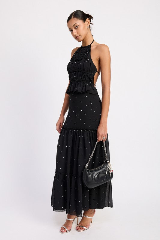 Women Flowy Tiered Ruffle Polka Dot Midi Length Skirt Zarnesh
