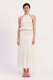 Women Flowy Tiered Ruffle Polka Dot Midi Length Skirt Zarnesh