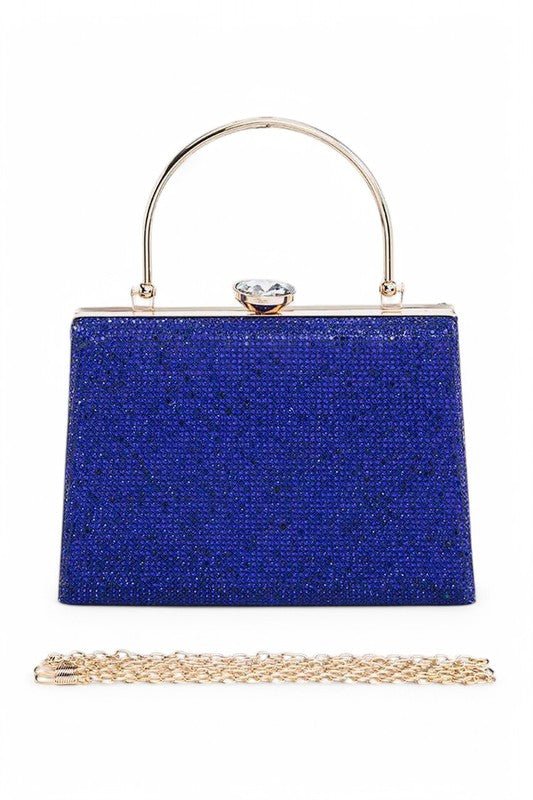 Women Full Stone Top Handle Convertible Box Clutch Zarnesh