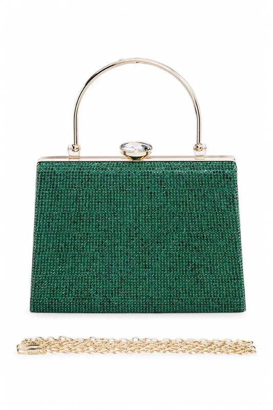 Women Full Stone Top Handle Convertible Box Clutch Zarnesh