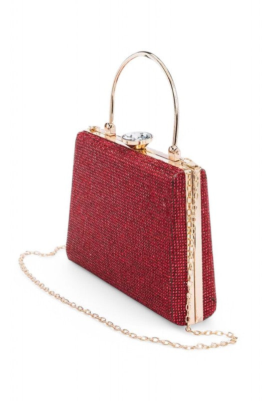 Women Full Stone Top Handle Convertible Box Clutch Zarnesh