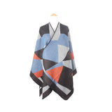 Women Geometric Open Front Pattern Oversized Pull On Poncho Zarnesh