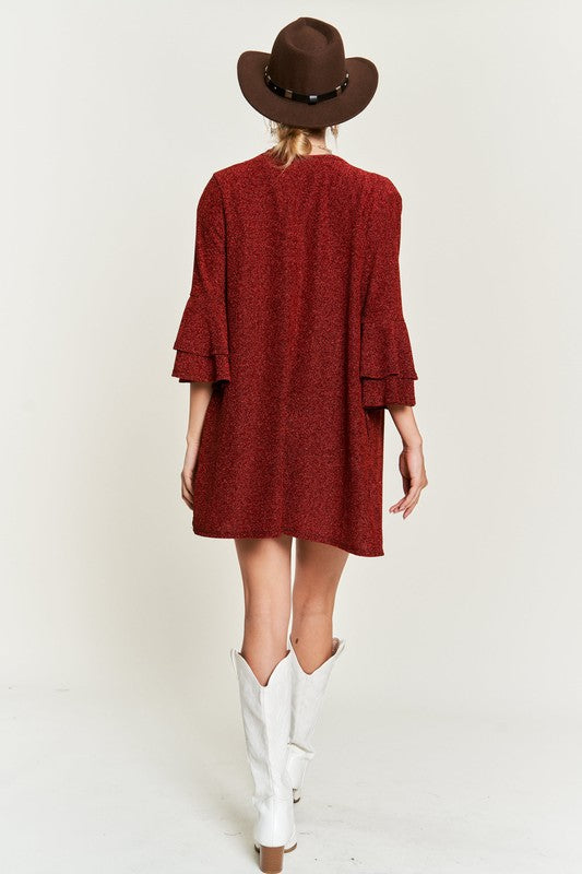 Women's Glitter Bell Sleeve Open Front Kimono Cardigan | Zarnesh
