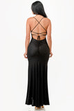 Women Glittered Mermaid Dress Sleeveless Lace Up Back Slit Zarnesh