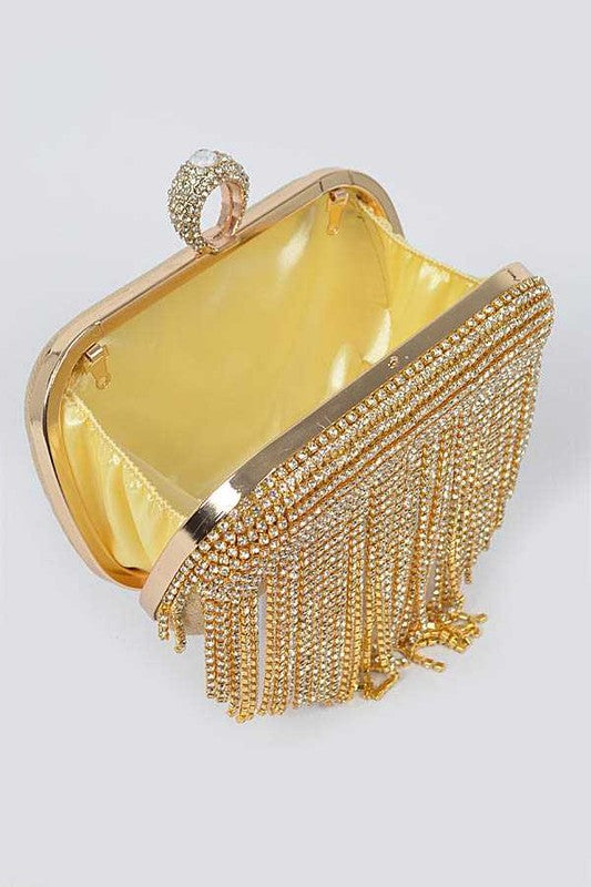 Womens Fringe Rhinestone Convertible Clutch Bag | Zarnesh