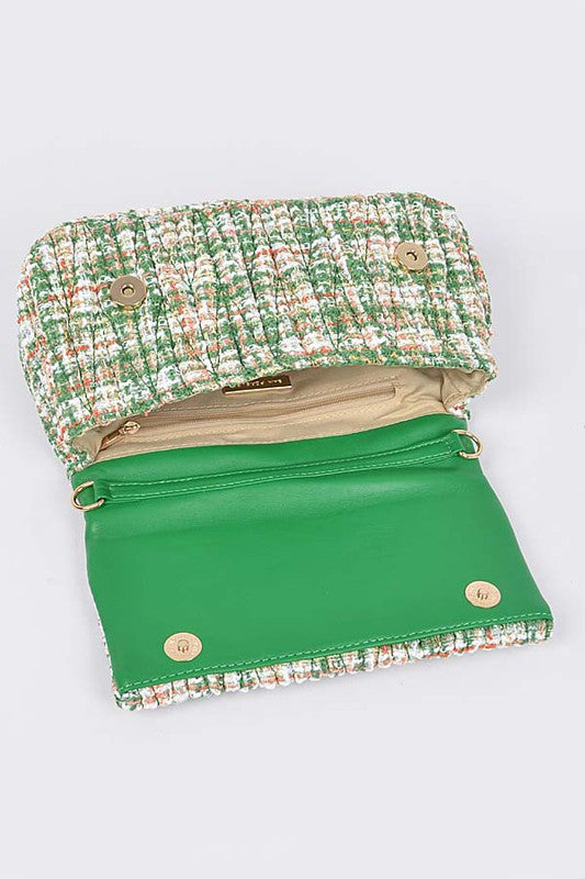 Women Quilted Tweed Secure Spacious Chunky Chain Shoulder Bag Zarnesh