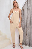 Women Harem Pants Sleeveless Side Pockets V Neck Jumpsuit Zarnesh