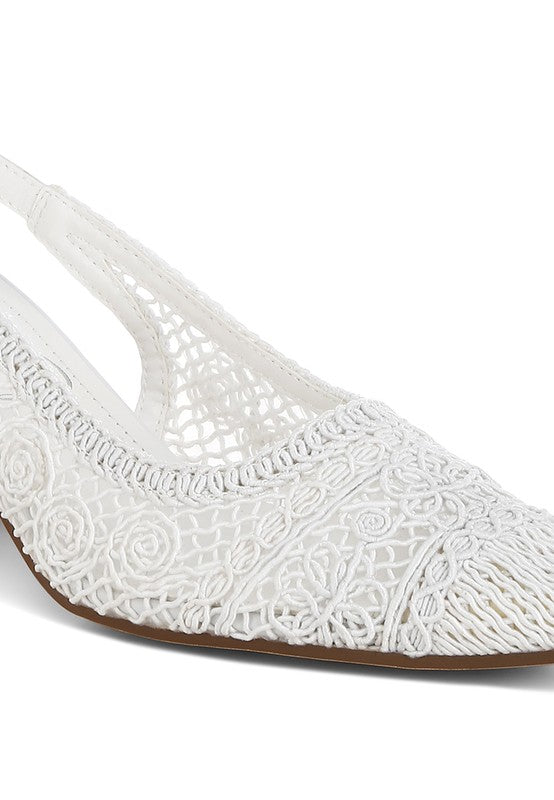 Women Tolina Woven Pin Buckle Slingback Block Heel Sandals Zarnesh