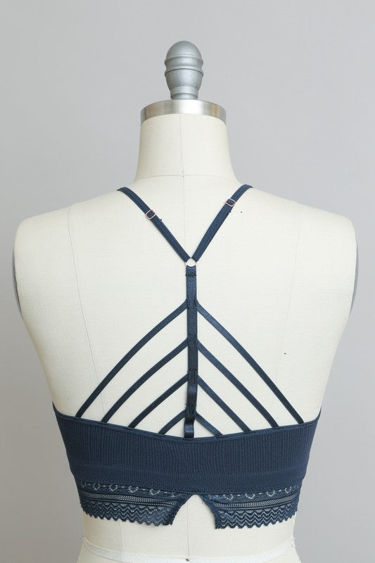 Women High Neck Sleeveless Pullover Crochet Lace Trim Bralette Zarnesh