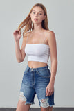 Women High Rise Ripped Zipper Bermuda Denim Shorts | Zarnesh